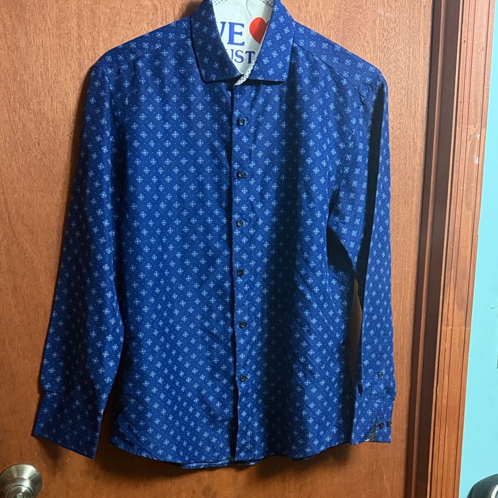 Collection B Navy Geometric Button Down Shirt